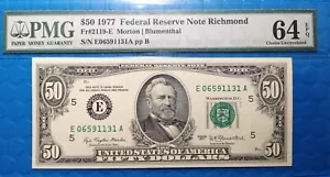 1977 $50 Federal Reserve Note Fr-2119-E Richmond PMG64 Choice EPQ - Picture 1 of 2