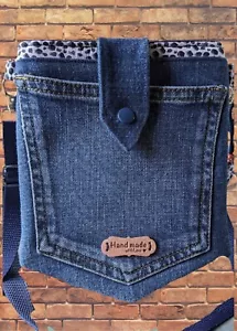 RePurposed, UpCycled Denim - Crossbbody Bag - Padded - Pocket - Handmade - Picture 1 of 6