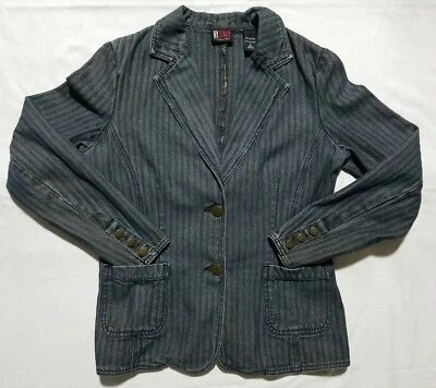 Denim vintage de Nueva York.(Por NYcompany) Chaqueta para mujer / Talla S, vaquero a rayas azul Foto 1 de 4