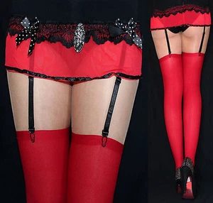 2 PAAR Dicke Strapse BURGUNDROT Dunkelrot 60-70 DEN DICK STRÜMPFE S-XL Rot - Bild 1 von 2
