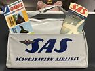 Vtg 1960’s SAS Scandinavian Airlines Vinyl Carry On Stewardess Bag Brochure