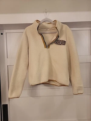 MiAmi Sherpa Fleece Pullover Women’s SIZE L– Francesca’s Cream Teddy Quarter Zip - Image 1 of 4