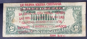 PUERTO RICO., 1977 A, $5.00 Currency Note, c/m LA NUEVA IGLESIA CRISTIANA, circ - Picture 1 of 2