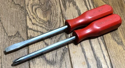 🇺🇸 MAC Tools #3 Phillips Flat Slotted 9.25" Long Screwdriver Set Lot Red USA - Image 1 of 4