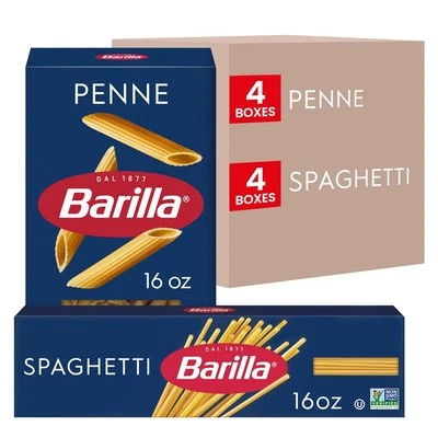Barilla Penne & Spaghetti Pasta Variety Pack 16oz Non-GMO 8 Boxes - Image 1 of 4