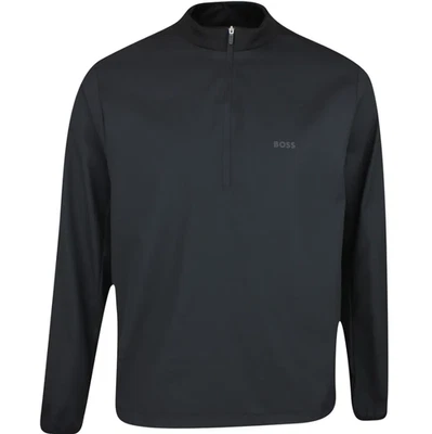 Sweatshirt BOSS Mens Black Quarter Zip Pullover With Logo - J_Faster Size XL - Image 1 of 4