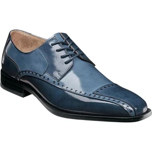 Stacy Adams Plaza Blue Multi Modified Cap Toe Leather Oxfords (USA Men Size) - Picture 1 of 7