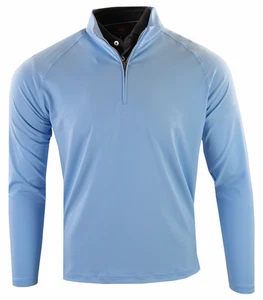 NEW Donald Ross SPORT Louie 1/4 Zip Pullover LARGE Coastal Blue stretch jersey - Picture 1 of 2
