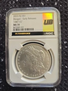 1887 CC Morgan Silver Dollar NGC MS70 Ultra Breaks Label 2023 Fiji Mint .999 - Picture 1 of 2