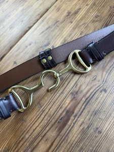 Cinturón Ralph Lauren Cuero Marrón Horsebit Oro Gancho L/XL - Imagen 1 de 13