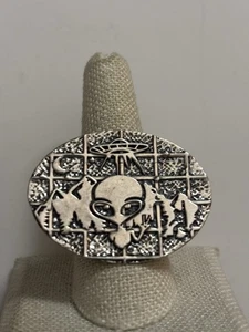 Sterling Silber Alien UFO Ring verstellbar 7-9,5 NEU - Bild 1 von 4