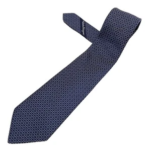 Auth Salvatore Ferragamo - Navy White Men's Tie - Picture 1 of 6