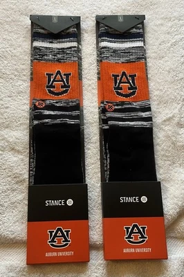 NOVO 2 Pares de Meias Masculinas Auburn University Tigers Grande 9-12 - Imagem 1 de 4