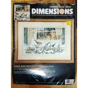 Dimensions Vintage Cross Stitch Kit 3839 Three Bird Watchers Cats 1997 - Bild 1 von 2