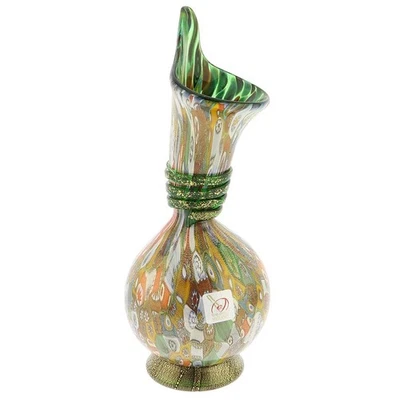 Jarrón GlassOfVenice de cristal de Murano Millefiori dorado cala lirio - verde Foto 1 de 4