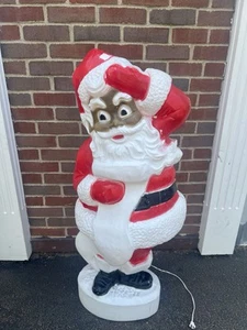Vintage afroamerikanischer schwarzer Weihnachtsmann beleuchtet Weihnachten Blasform 43" RIESIG - Bild 1 von 17
