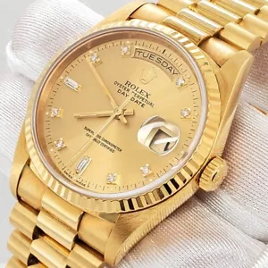 Rolex President Day-Date 36mm Factory Diamond Double-Quick Yellow Gold Watch - Picture 1 of 7