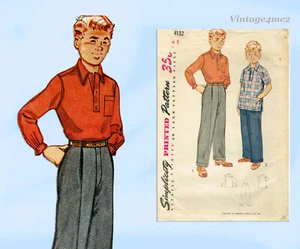 1940s Vintage Simplicity Pattern 4132 Classic Little Boys Trousers & Shirt Sz 8 - Picture 1 of 5