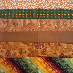Cotton Quilt Fabric Bundle 3 1/2 + yards Rust Green Craft Material - Picture 1 of 7