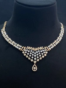 2.65 Cts Round Brilliant Cut Diamonds Wedding Necklace In Hallmark 14K Rose Gold - Picture 1 of 12