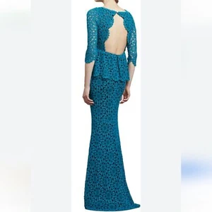 Alice & Olivia Stacey Bendent Regina Schößchen türkis Häkelkleid Kleid - Bild 1 von 12