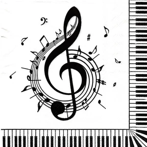 ♫ Serviettes en papier musique notes clé. Paper napkins music musical note ♫ - Picture 1 of 1