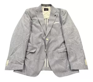 NEW Hugo Boss Mens Hutson Cotton & Wool Slim Fit Suit Jacket Light Blue Size 40R - Picture 1 of 3
