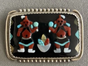 Zuni-Mosaic Overlay & Sterling Hopi Necklace Pendant Beverly Etsate - Picture 1 of 3