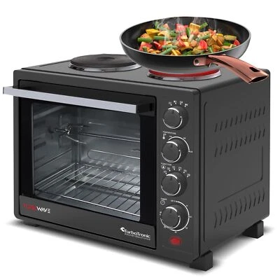 B-Ware Minibackofen (35L) mit Umluft, 2 Kochplatten, Drehspieß, 3200W, Backblech - Bild 1 von 4
