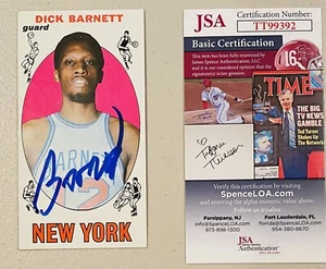Dick Barnett Signed Autographed 1969 Topps Rookie Card #18 JSA Certified Knicks - Picture 1 of 2