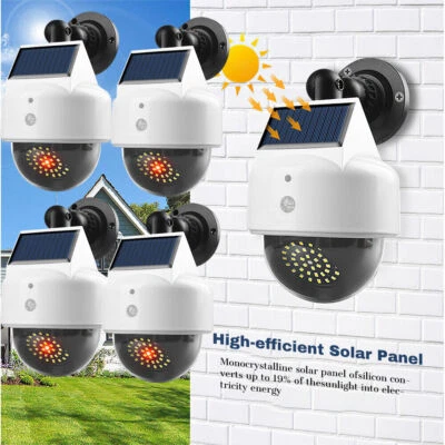 Cámara de seguridad ficticia de energía solar falsa CCTV LED intermitente luz roja sensor de movimiento Foto 1 de 4