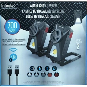 Infinity X1 700LM Rechargeable Work Lights with Bluetooth Stereo Speakers 2 Pack - Picture 1 of 10