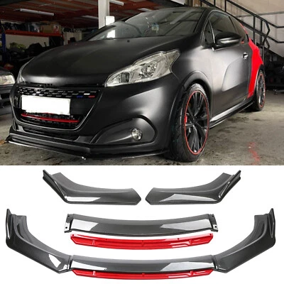 Carbon Fiber Red Front Bumper Lip Splitter Spoiler Chin For Peugeot 208 308 508 - Image 1 of 4