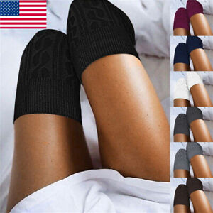 Women Girls Cable Knit Extra Long Boot Socks Over Knee Thigh High Warm Stocking