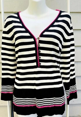 Suéter para mujer PECK & PECK talla GRANDE a rayas NUEVO (th73) Foto 1 de 4