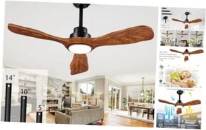 Ventilatore da Soffitto 42" con Luci e Telecomando Soffitto 42 pollici Nero + Noce - Foto 1 di 7