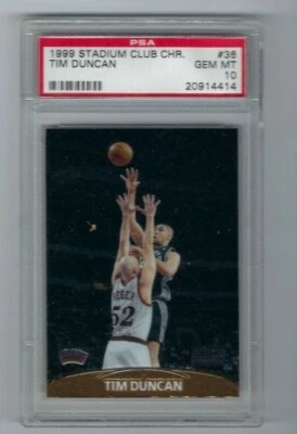 1999 Stadium Club Chrome #36 Tim Duncan HOF MVP SPURS   -GEM MINT PSA 10-  - Image 1 of 2