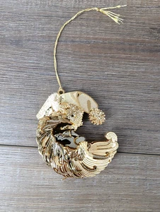 Danbury Mint 2004 Santa Perfil Media Luna Ornamento Oro - Imagen 1 de 6