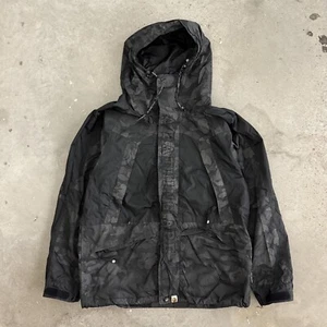 A Bathing Ape Men's Camouflage Jacket Hooded Large Black Camo Full Zip - Picture 1 of 5