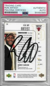 Ron Artest Autograph Auto 1999 Upper Deck SPx Error Rookie RC Card - PSA/DNA - Picture 1 of 2