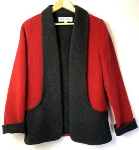 MacKintosh Damen Gr. XS Wolljacke Schalkragen vorne offen rot & grau - Bild 1 von 7
