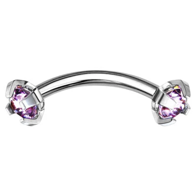 16G Eyebrow Ring Curved Barbell Prong Set CZ Lip Rook Daith Snug Piercing 8mm - Image 1 of 3
