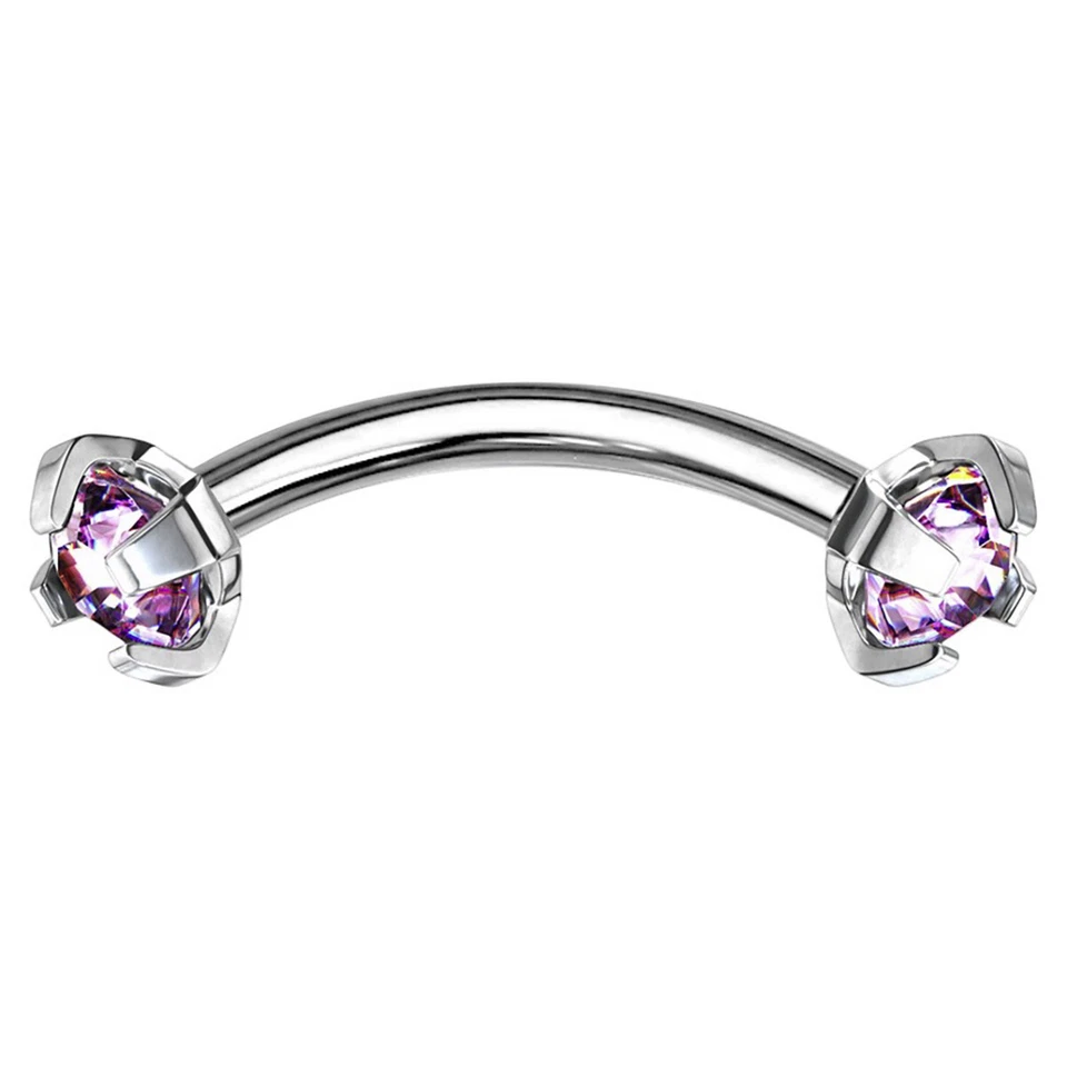 Juego de puntas de barra curvas con anillo de cejas 16G circonita cúbica torre de labios Daith piercing cómodo 8 mm Foto 1 de 3