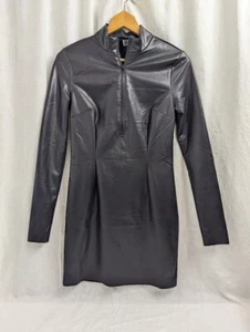 Forever 21 faux leather dress, bodycon, women's large, 3/4 zip, long sleeve D6 - Picture 1 of 10