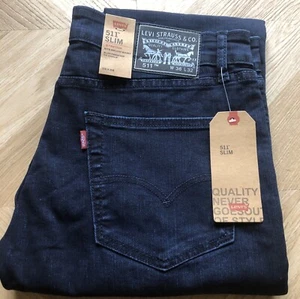 Levi's 511 Men's Slim Fit Stretch Dark Blue Cotton Denim W 36 L32 New with Tags