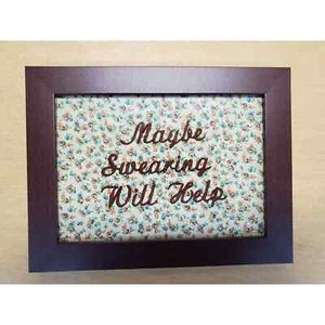 Funny Retro Vintage Look "Maybe Swearing Will Help" 9" Wall Decor Sign - Picture 1 of 4