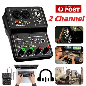 2 Channel Audio Mixer Mini Sound Mixing Console USB DJ Music Live Record Board - Picture 1 of 20