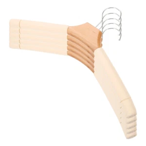 5 Pcs Solid Wood Hanger Ladies Travel Sponge Padded Hangers Clothes Nonslip - Picture 1 of 12