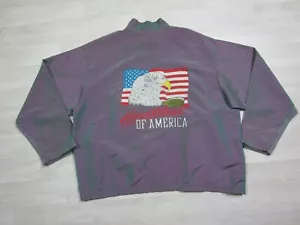 Vintage Surf Style Iridescent Windbreaker Jacket Chevrolet Flag Eagle One Size - Picture 1 of 12