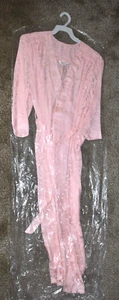 LADIES PURE SILK ROBE w BELT "Pink Diamond Design" Adult Large (45" L) Brand New - Picture 1 of 7